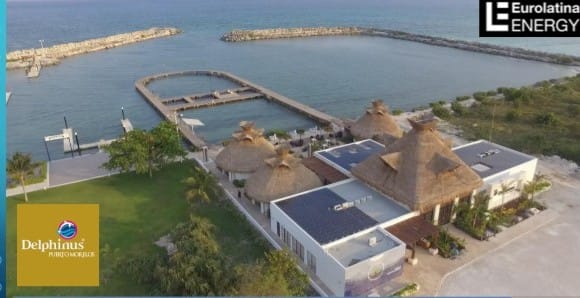 Proyecto de paneles solares en parque acuático realizado por Eurolatina Energy en Quintana Roo